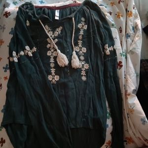 Emerald boho shirt